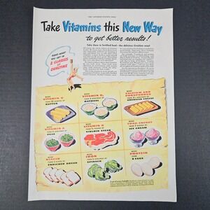 1945 Ovaltine Vintage Print Ad Take Vitamins This New Way Food Equivalencies